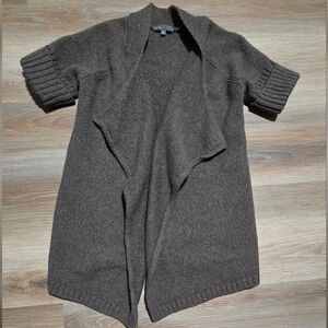 Vince Waterfall Drape Short Sleeve Brown Cardigan Sweater Size S
